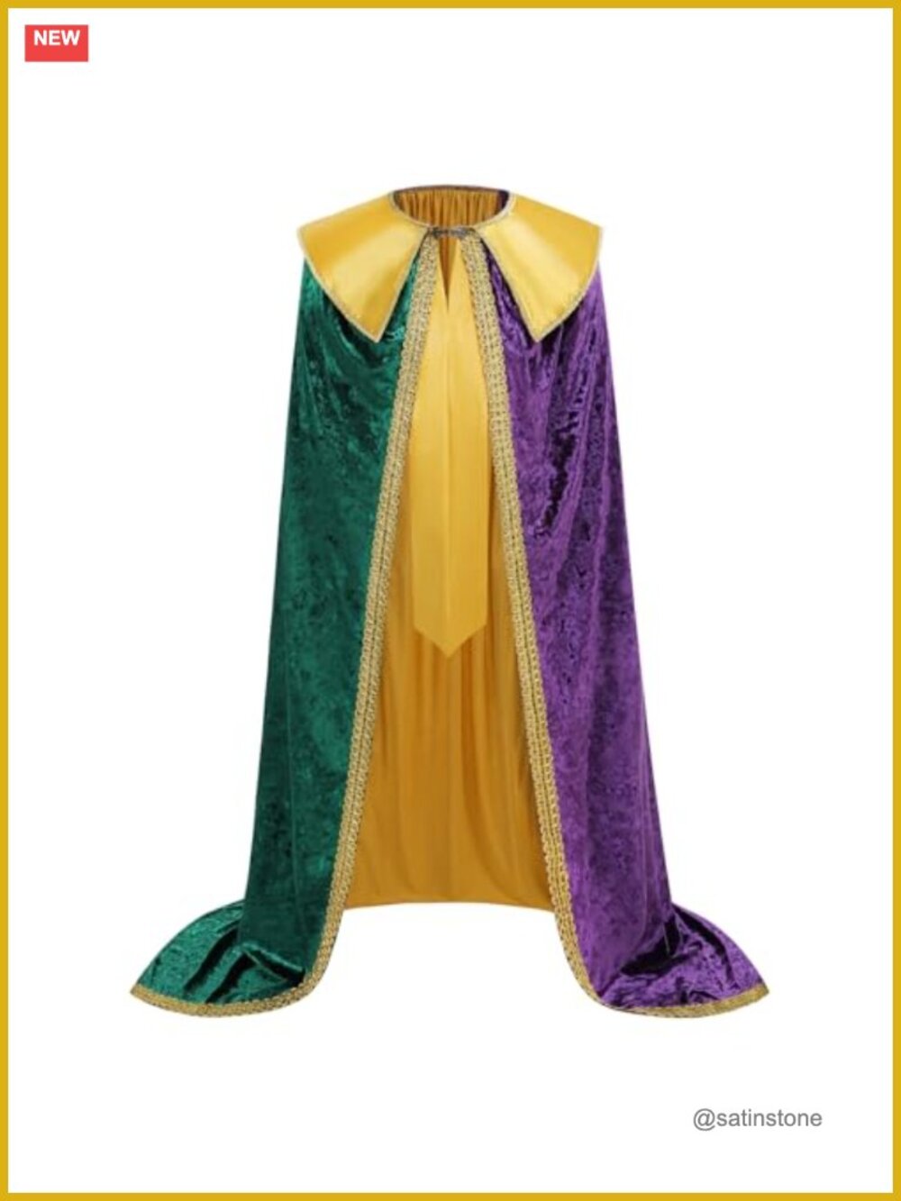 Medieval Royal Shiny Velvet Cape Adult Costume Mardi Gras Halloween Party